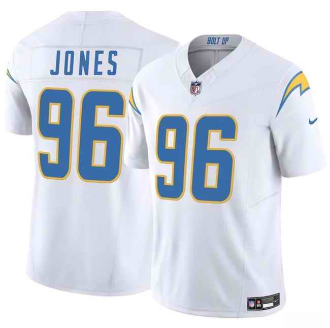 Men's Los Angeles Chargers #96 Naquan Jones White 2024 F.U.S.E Vapor Limited Stitched Football Jersey